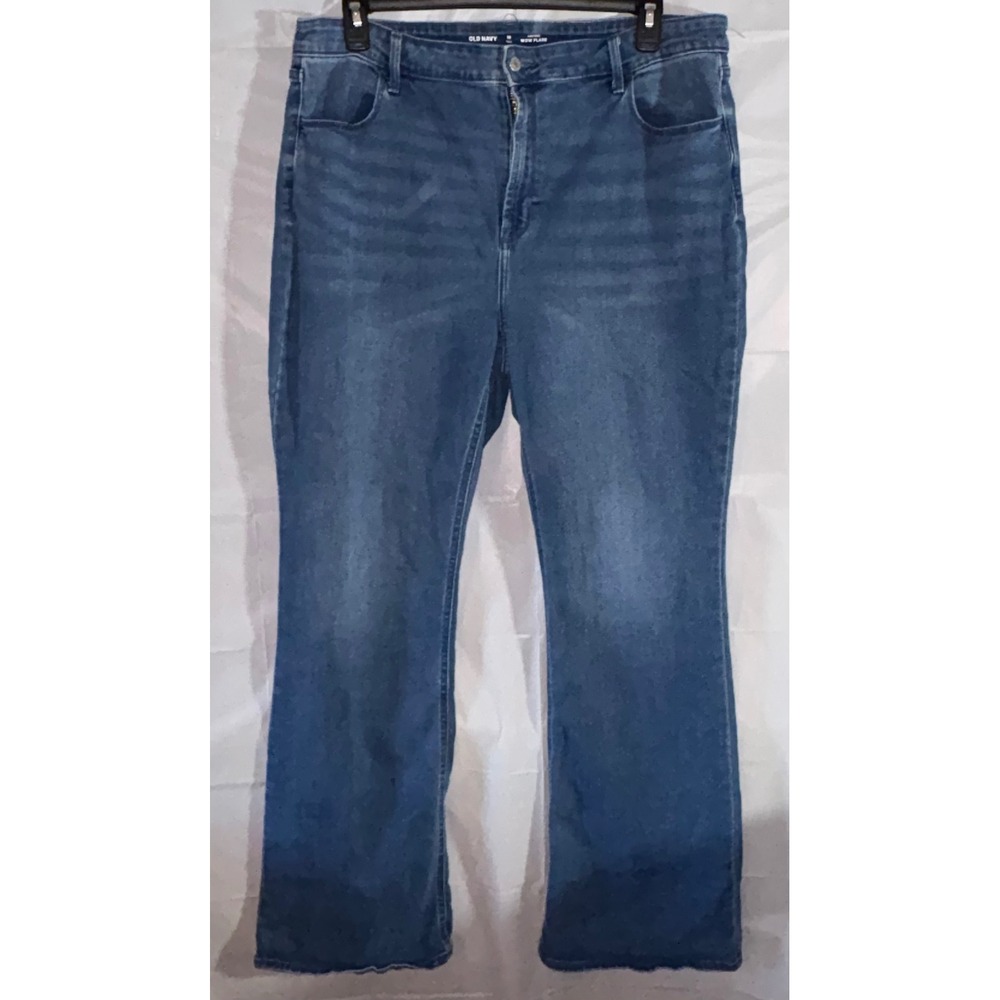 Old Navy Wow Flare Jeans Womens 18 Tall High Rise Medium Wash Blue Denim Stretch